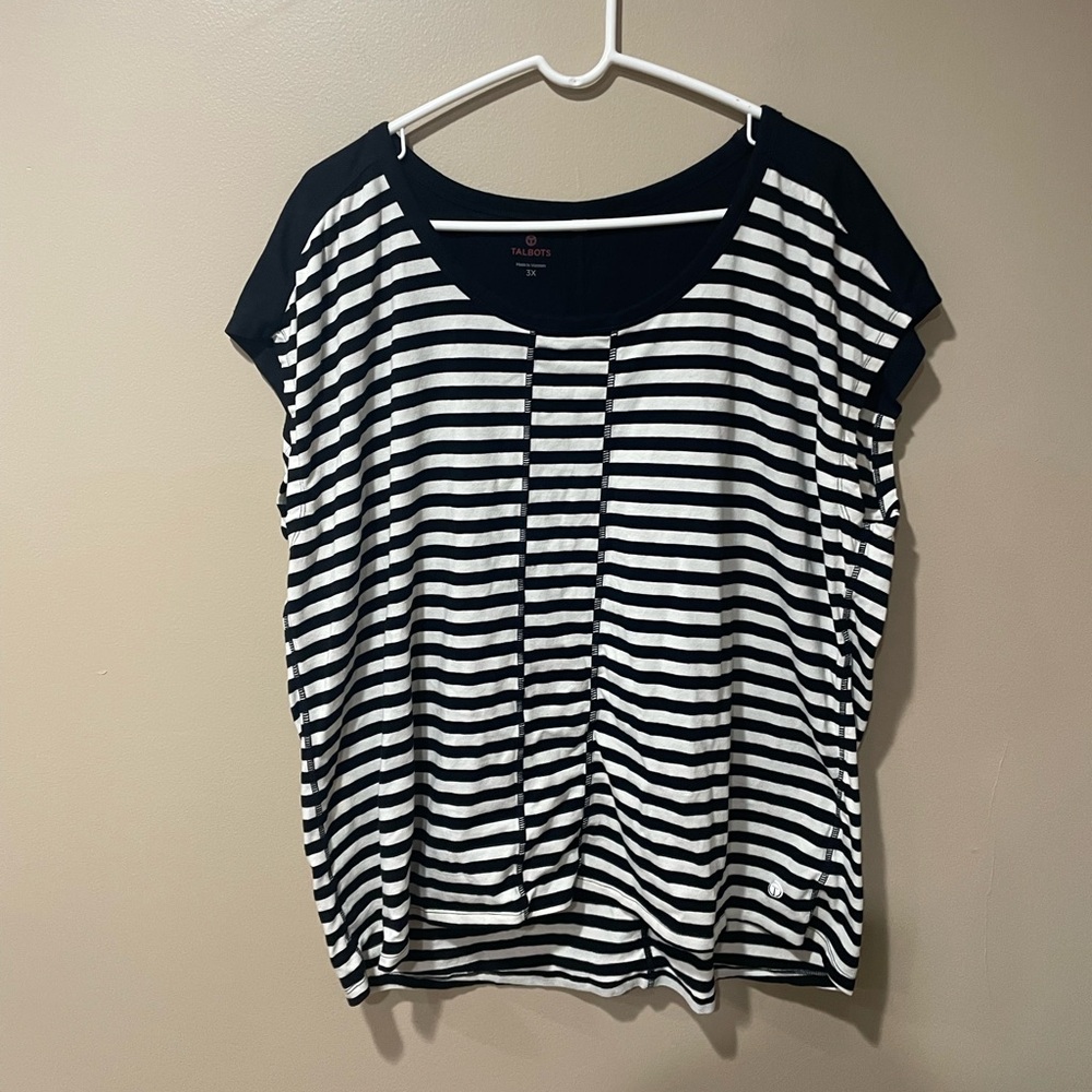 Talbots black and white striped sleeveless top